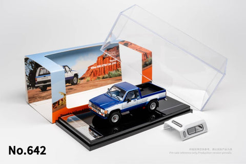 (Pre-Order) 1/64 GCD 642 Toyota Hilux SR5 Xtra Cab 1985 Blue w/ White Stripes