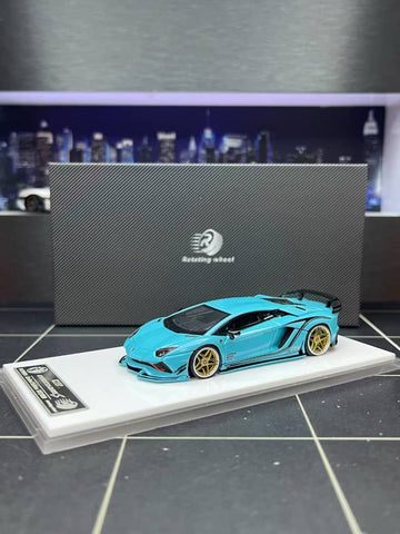 (Pre-Order) 1/64 Rotating Wheel RWLAMBL Rowen Aventador S LP740-4 Magic Blue