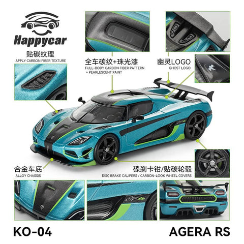 (Pre-Order) 1/64 Happycar KO-04 Koenigsegg Agera RS Blue/ Green