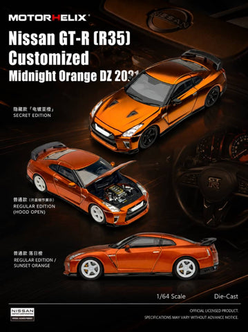 (Pre-Order) 1/64 Motorhelix M63530DZ-YJ Nissan GT-R (R35) Customized Sunset Orange DZ 2021