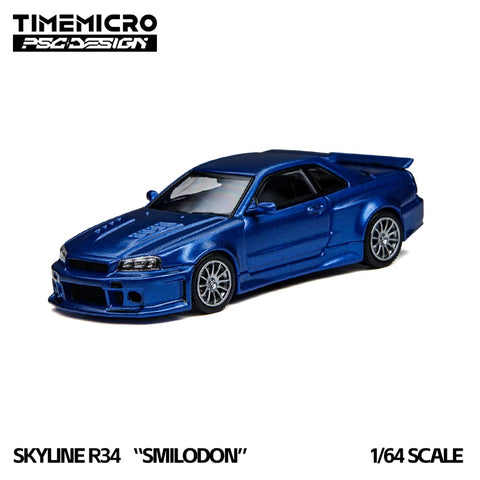 (Pre-Order) 1/64 Time Micro TM648403 Nissan Skyline GT-R R34 Smilodon Blue