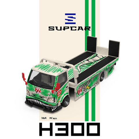 (Pre-Order) 1/64 SupCar SC647250 Hino 300 Tow Truck Graffiti Green Dinosaur #77