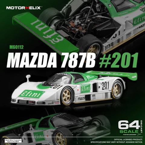 (Pre-Order) 1/64 Motorhelix M60112 Mazda 787B Green/ White #201