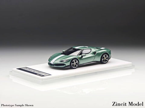 (Pre-Order) 1/64 Zincit Model ZMF296GW Ferrari 296 GTB British Green w/ White Stripes