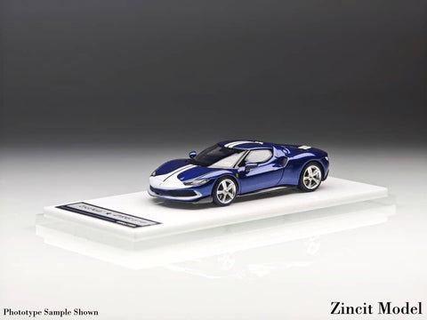 (Pre-Order) 1/64 Zincit Model ZMF296BLS Ferrari 296 GTB Metallic Blue w/ Silver Stripes