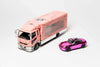 (Pre-Order) 1/64 GCD 563 Mitsubishi Fuso Fighter Pink Pig #23 w/ Mazda MX-5 Racecar (NC) Chrome Pink