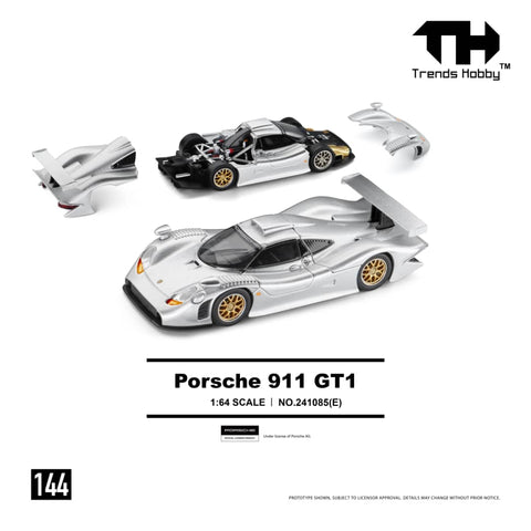 (Pre-Order) 1/64 Trends Hobby 144 Porsche 911 GT1 Silver