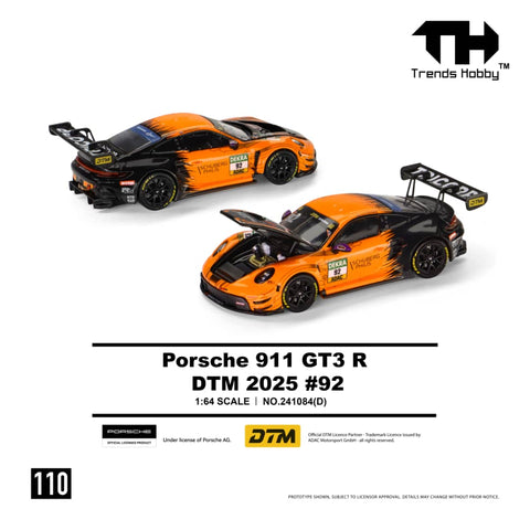 (Pre-Order) 1/64 Trends Hobby 110 Porsche 911 GT3 R DTM 2025 #92