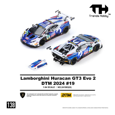 (Pre-Order) 1/64 Trends Hobby 138 Lamborghini Huracan GT3 Evo2 DTM 2024 #19