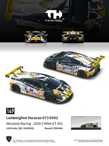 (Pre-Order) 1/64 Trends Hobby 149 Lamborghini Huracan GT3 Evo2 Absolute Racing 2026 China GT #63