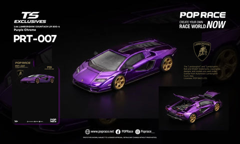 (Pre-Order) 1/64 Pop Race PRT007 Lamborghini Countach LPI 800-4 Purple Chrome