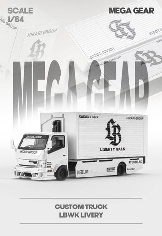 (Pre-Order) 1/64 Mega Gear MG-644 Hino 300 Custom Gull Wing Truck LB Metallic White