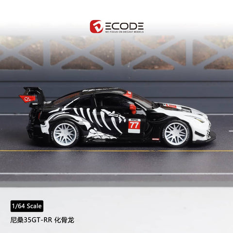 (Pre-Order) 1/64 Decode DNR35DSW Nissan GT-R R35 Dinosaur Skeletons #77 w/ White Wheels