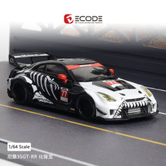 (Pre-Order) 1/64 Decode DNR35DSBK Nissan GT-R R35 Dinosaur Skeletons #77 w/ Black Wheels