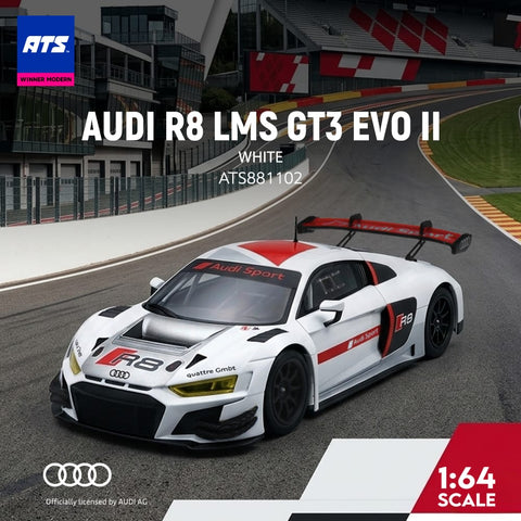 (Pre-Order) 1/64 ATS Models ATS881102 Audi R8 LMS GT3 Evo II White