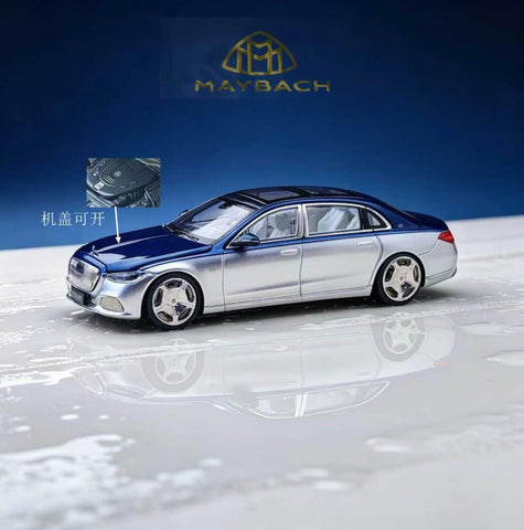 (Pre-Order) 1/64 Rhino Model RMMMS680BLS Mercedes-Maybach S680 Blue/ Silver