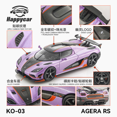 (Pre-Order) 1/64 Happycar KO-03 Koenigsegg Agera RS Purple/ Orange