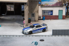 (Pre-Order) 1/64 Fuji FNSR34SBLSW Nissan Skyline GT-R R34 Nismo Z-Tune Silver/ Blue w/ Silver Wing