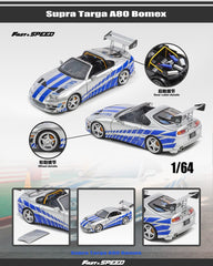 (Pre-Order) 1/64 Fast & Speed FSTSA80SBL Toyota Supra A80 Targa Bomex Silver/ Blue