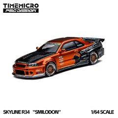 (Pre-Order) 1/64 Time Micro TM648404 Nissan Skyline GT-R R34 Smilodon Eastsiderz Orange