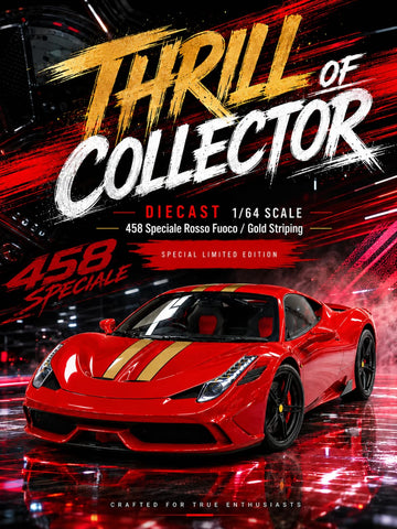 (Pre-Order) 1/64 Thrill of Collector TOCF458SRG Ferrari 458 Speciale Rosso Fuoco w/ Gold Stripes