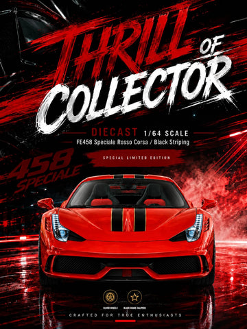 (Pre-Order) 1/64 Thrill of Collector TOCF458SRBK Ferrari 458 Speciale Rosso Corsa w/ Black Stripes
