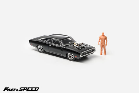 (Pre-Order) 1/64 Fast & Speed FSDCBK Dodge Charger R/T Black w/ Unpainted Figurine