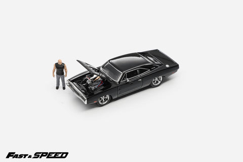 (Pre-Order) 1/64 Fast & Speed FSDCBKC Dodge Charger R/T Black w/ Pre-coloured Figurine