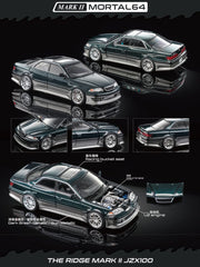 (Pre-Order) 1/64 Mortal MTMGG Toyota Mark II JZX100 Dark Green Metallic/ Gun Metallic
