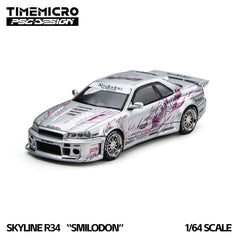 (Pre-Order) 1/64 Time Micro TM648410 Nissan Skyline GT-R R34 Smilodon Nightingale Silver