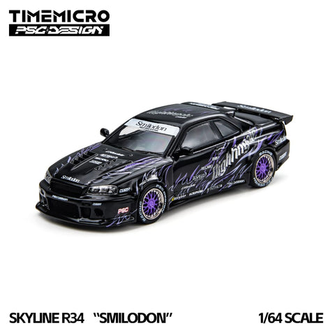 (Pre-Order) 1/64 Time Micro TM648409 Nissan Skyline GT-R R34 Smilodon Nightingale Black