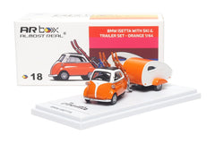 (Pre-Order) 1/64 Almost Real 630301001 BMW lsetta w/ Ski & Trailer Set Orange