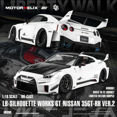 (Pre-Order) 1/18 Motorhelix M80801 LB Silhouette Works GT Nissan 35GT-RR Ver.2 White w/ CF Bonnet