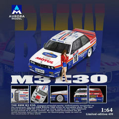 1/64 Aurora Model AMBE30RF BMW M3 E30 Rothmans #10 w/ Figurine