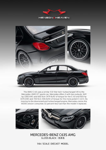 (Pre-Order) 1/64 Henson & Heaven HHMBC63SBK Mercedes-Benz C63S AMG Gloss Black