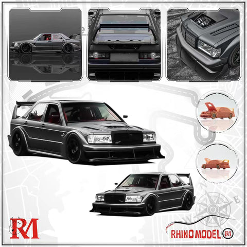 (Pre-Order) 1/64 Rhino Model RMMB190EGM Mercedes-Benz 190E W201 HWA Concept Gun Metallic LHD