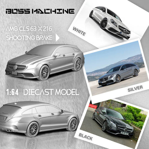 (Pre-Order) 1/64 Boss Machine BMMBCLS63W Mercedes-Benz CLS 63 AMG Shooting Break White