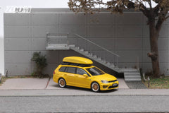 1/64 Zoom ZVWG7WY Volkswagen Golf 7R Wagon Yellow LHD w/ BBS Wheels & Bikes