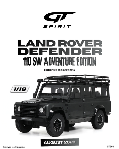 (Pre-Order) 1/18 GT Spirit GT968 Land Rover Defender 110 SW Adventure Edition 2016 Corris Grey