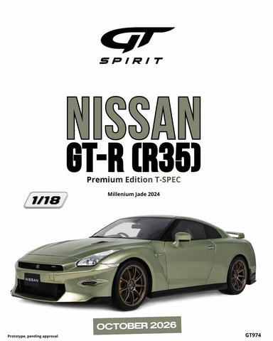 (Pre-Order) 1/18 GT Spirit GT974 Nissan GT-R (R35) Premium Edition T-Spec 2024 Millenium Jade