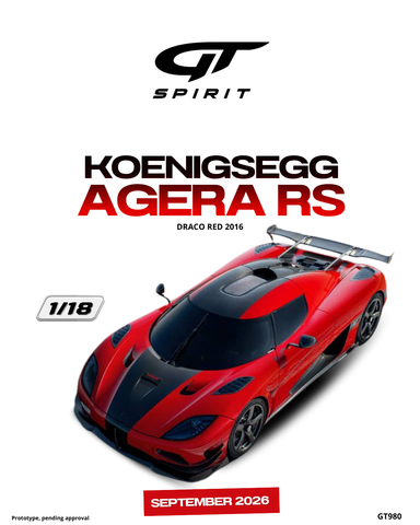 (Pre-Order) 1/18 GT Spirit GT980 Koenigsegg Agera RS 2016 Draco Red