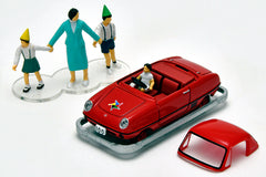 (Pre-Order) 1/64 Tomytec Kodomonokuni Theme Park x TLV Datsun Baby Restored Car Red with Figure