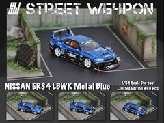 (Pre-Order) 1/64 Street Weapon SWNER34#5 Nissan ER34 LBWK Metal Blue #5